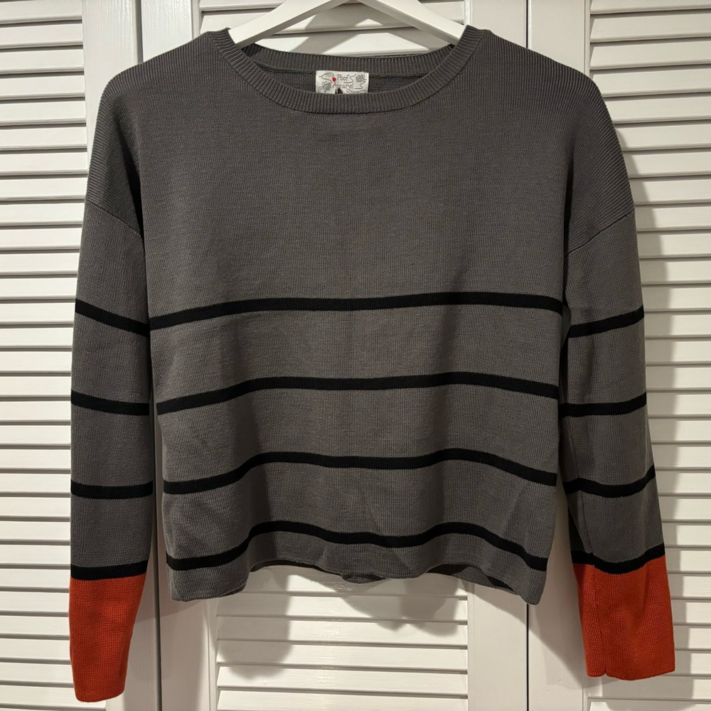 Poof Apparel Green Striped Sweater